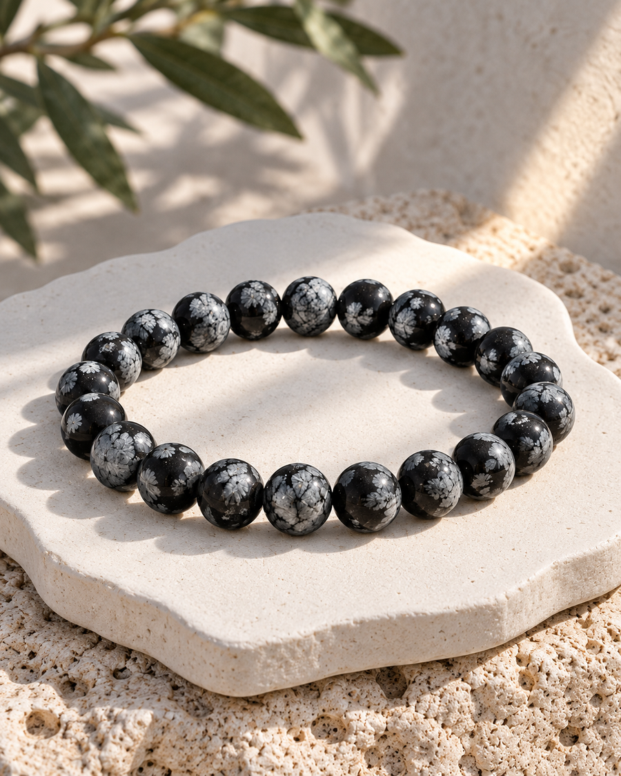 Bracelet Obsidienne flocon de neige