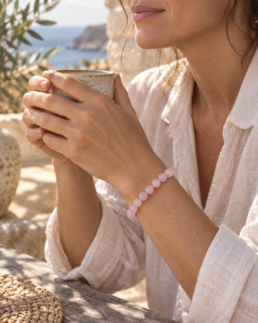 Bracelet Quartz rose — bracelet porté